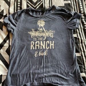 Blue Graphic Tee with Ranch Print